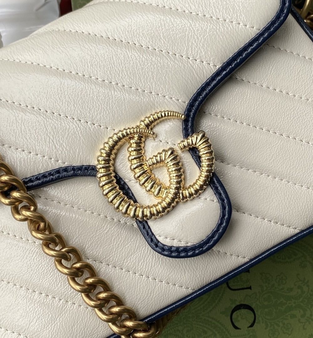 1:1 Replica Gucci GG Marmont Mini Top Handle Bag White For Women 8in/21cm 583571-0OLFX-9085