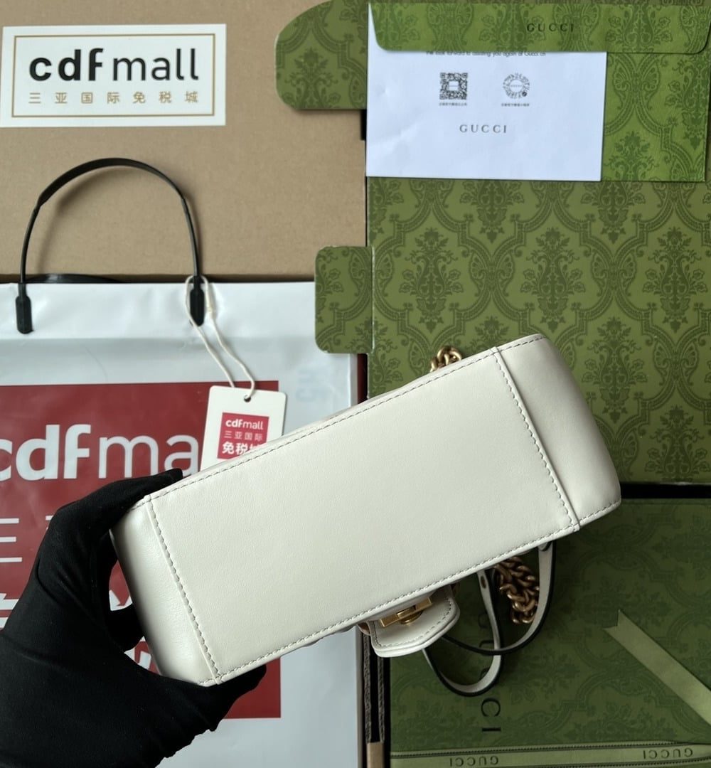 1:1 Replica Gucci GG Marmont Mini Top Handle Bag White For Women, Women's Bags 8.3in/21cm GG ‎547260 DTDIT 9022