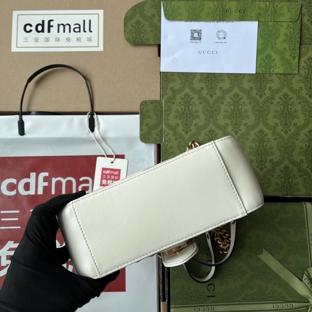 1:1 Replica Gucci GG Marmont Mini Top Handle Bag White For Women, Women's Bags 8.3in/21cm GG 547260 DTDIT 9022 - Image 7