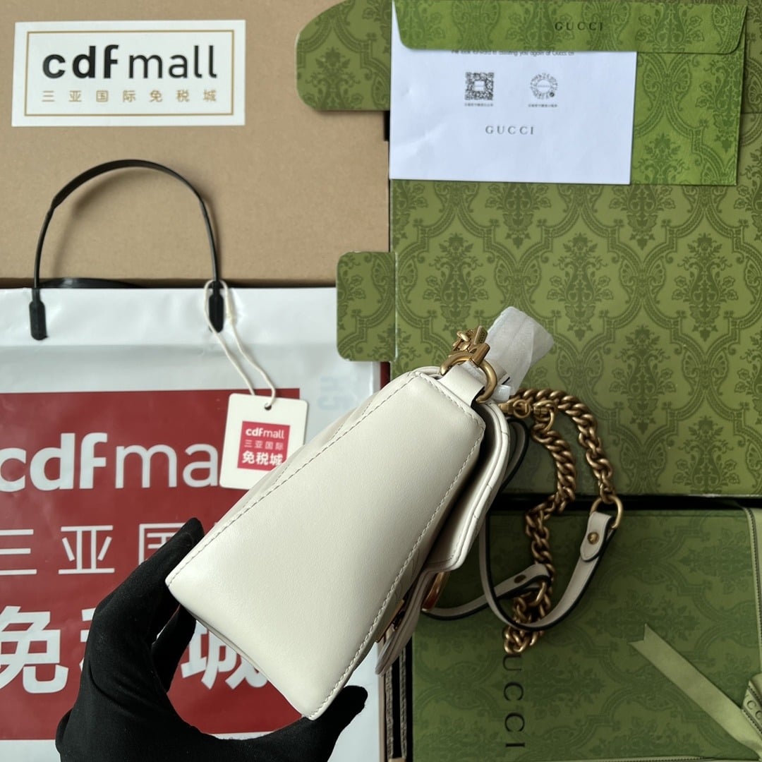 1:1 Replica Gucci GG Marmont Mini Top Handle Bag White For Women, Women's Bags 8.3in/21cm GG 547260 DTDIT 9022 - Image 4