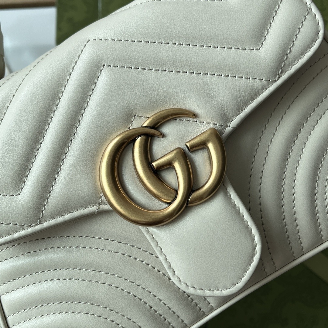1:1 Replica Gucci GG Marmont Mini Top Handle Bag White For Women, Women's Bags 8.3in/21cm GG 547260 DTDIT 9022 - Image 3