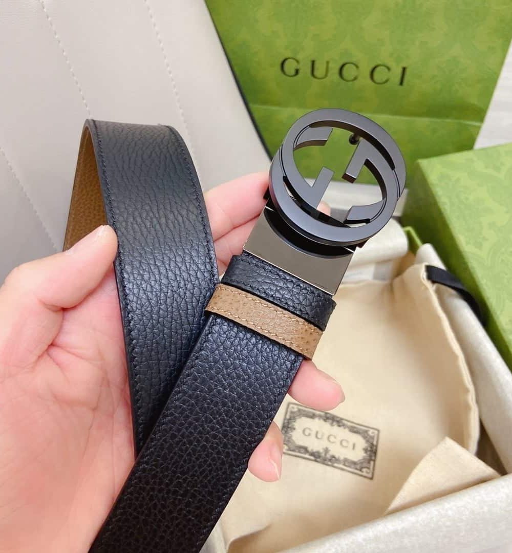 1:1 Replica Gucci GG Marmont Reversible Belt Black, Women Belt