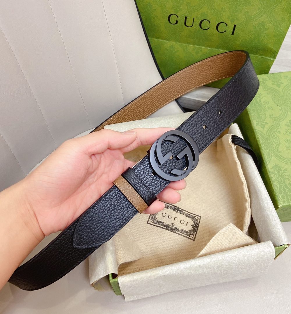 1:1 Replica Gucci GG Marmont Reversible Belt Black, Women Belt