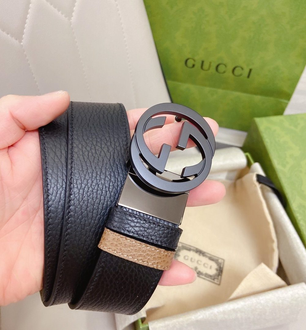 1:1 Replica Gucci GG Marmont Reversible Belt Black, Women Belt