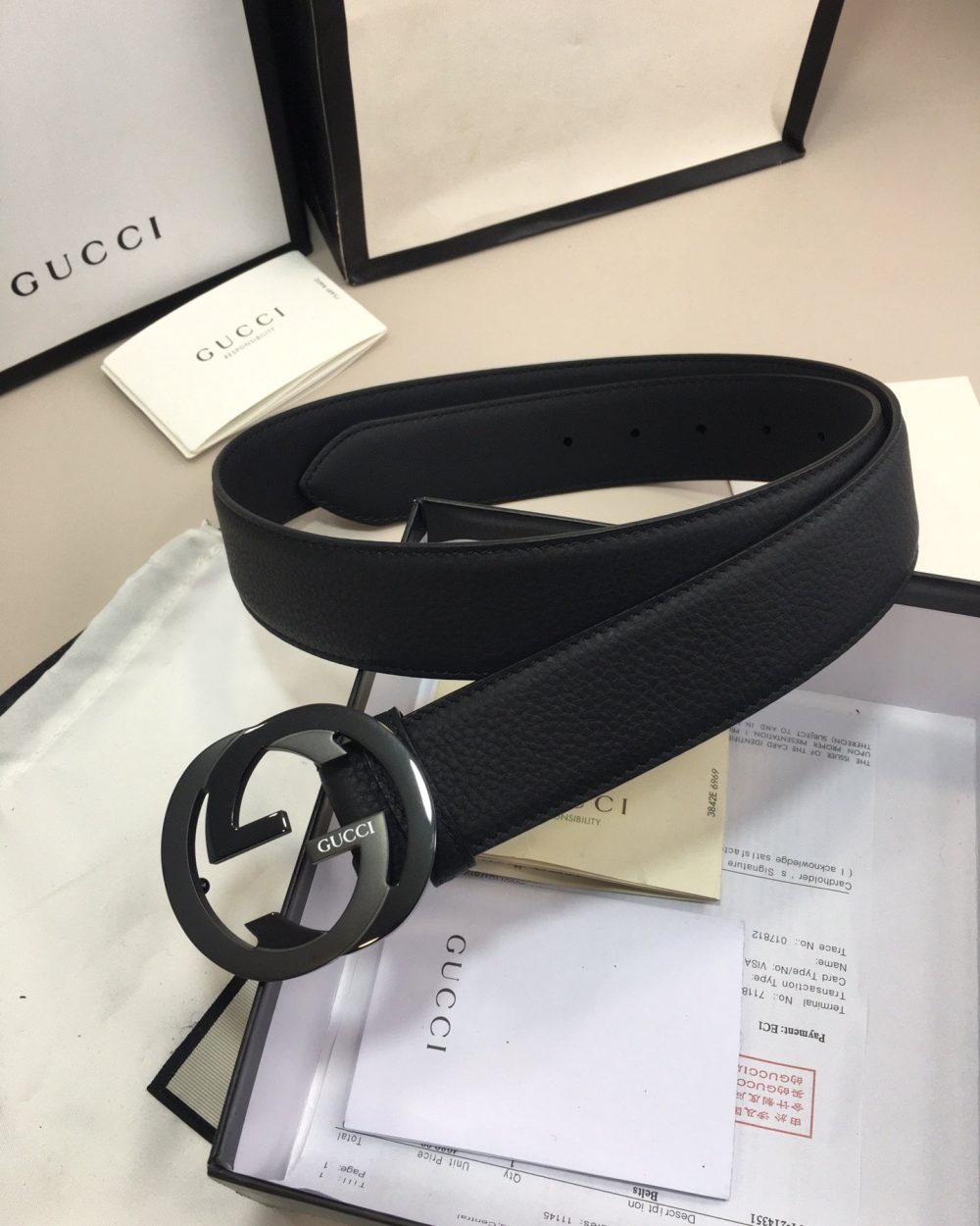 1:1 Replica Gucci GG Marmont Reversible Belt Black, Women Belt