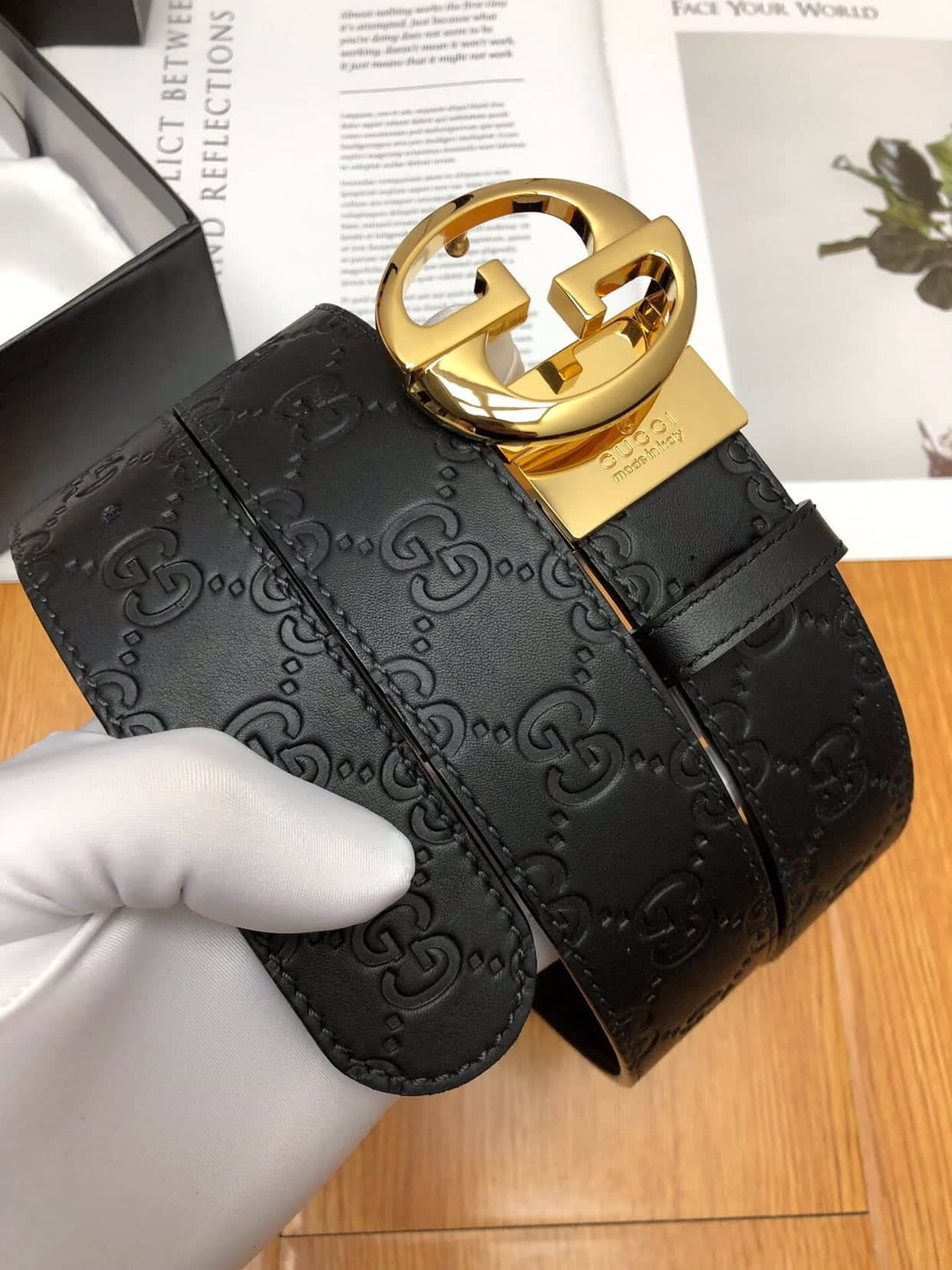 1:1 Replica Gucci GG Marmont Reversible Belt Black, Women Belt - Image 7