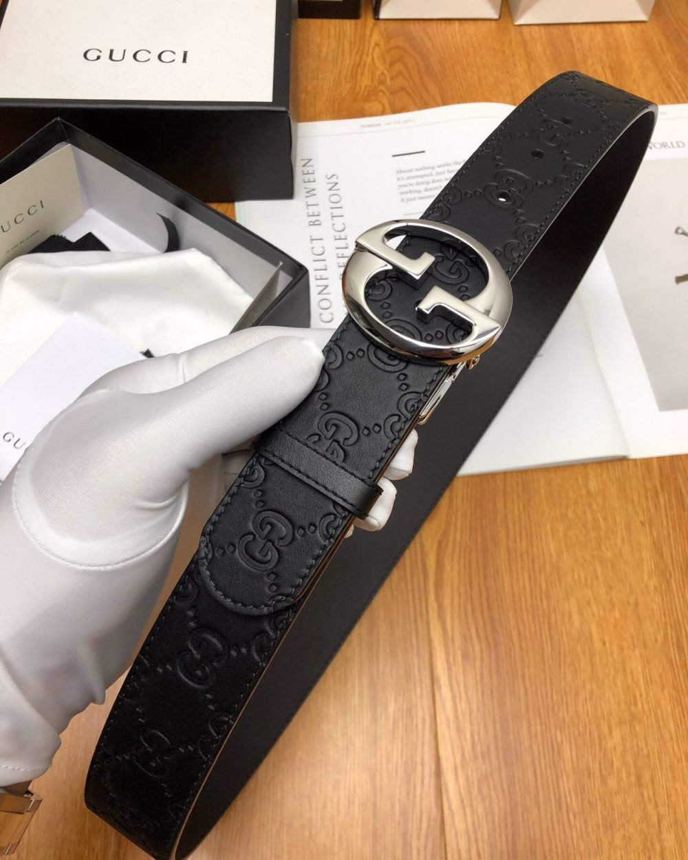 1:1 Replica Gucci GG Marmont Reversible Belt Black, Women Belt