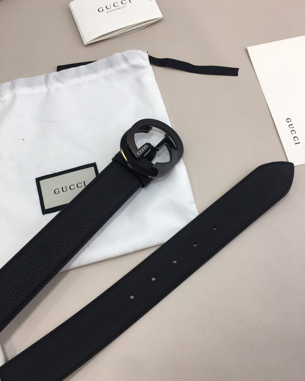 1:1 Replica Gucci GG Marmont Reversible Belt Black, Women Belt