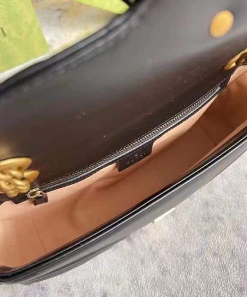 1:1 Replica Gucci GG Marmont Small Matelassé Shoulder Bag Black For Women 10in/25cm 443497 DTDIT 1000