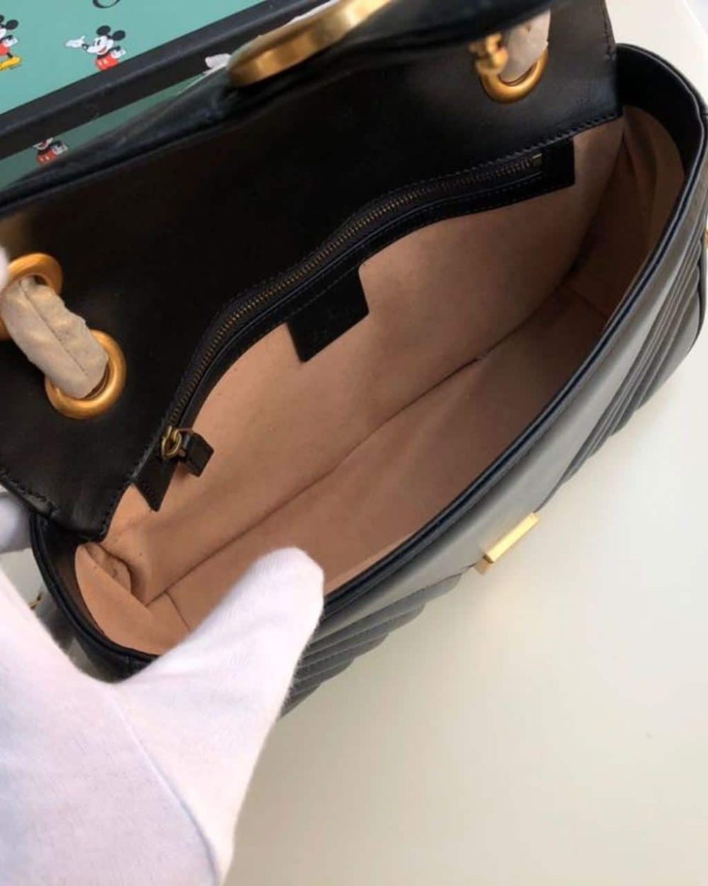 1:1 Replica Gucci GG Marmont Small Matelassé Shoulder Bag Black Matelassé Chevron For Women 10in/26cm 443497 DTDIT 1000