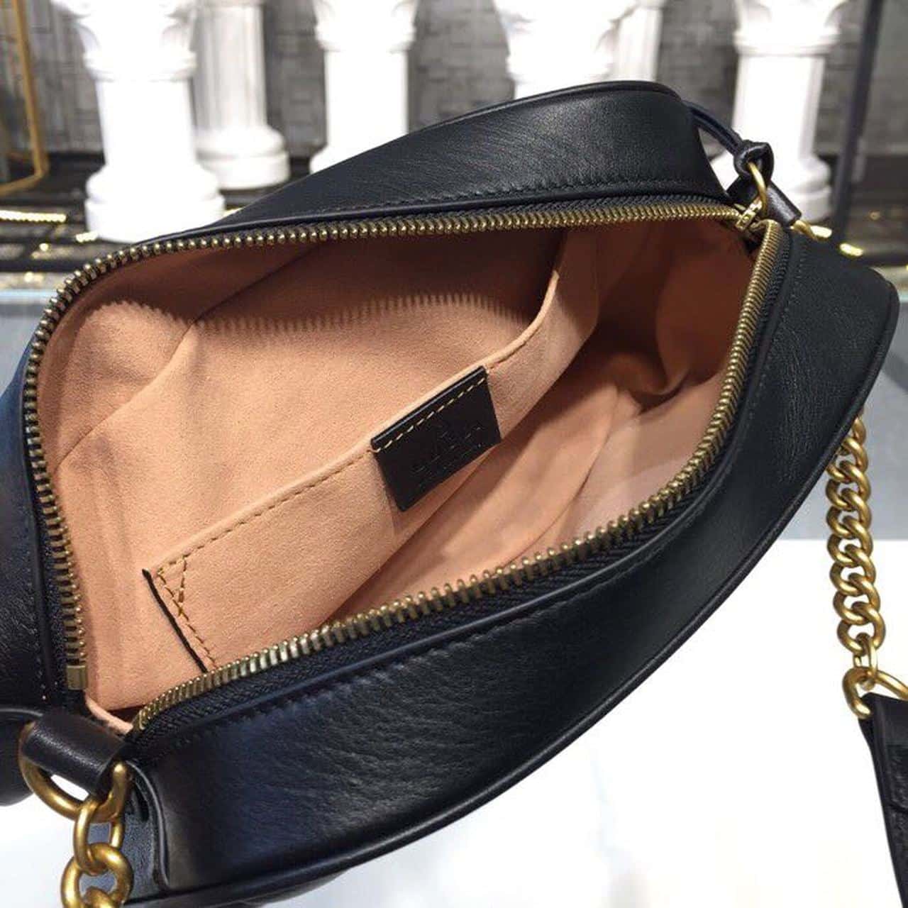 1:1 Replica Gucci GG Marmont Small Matelassé Shoulder Bag Black Matelassé Chevron For Women 9.5in/24cm GG 447632 DTD1T 1000 - Image 7