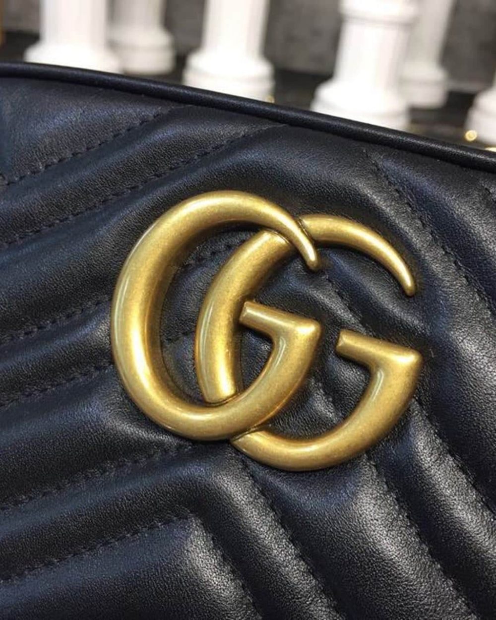 1:1 Replica Gucci GG Marmont Small Matelassé Shoulder Bag Black Matelassé Chevron For Women 9.5in/24cm GG 447632 DTD1T 1000