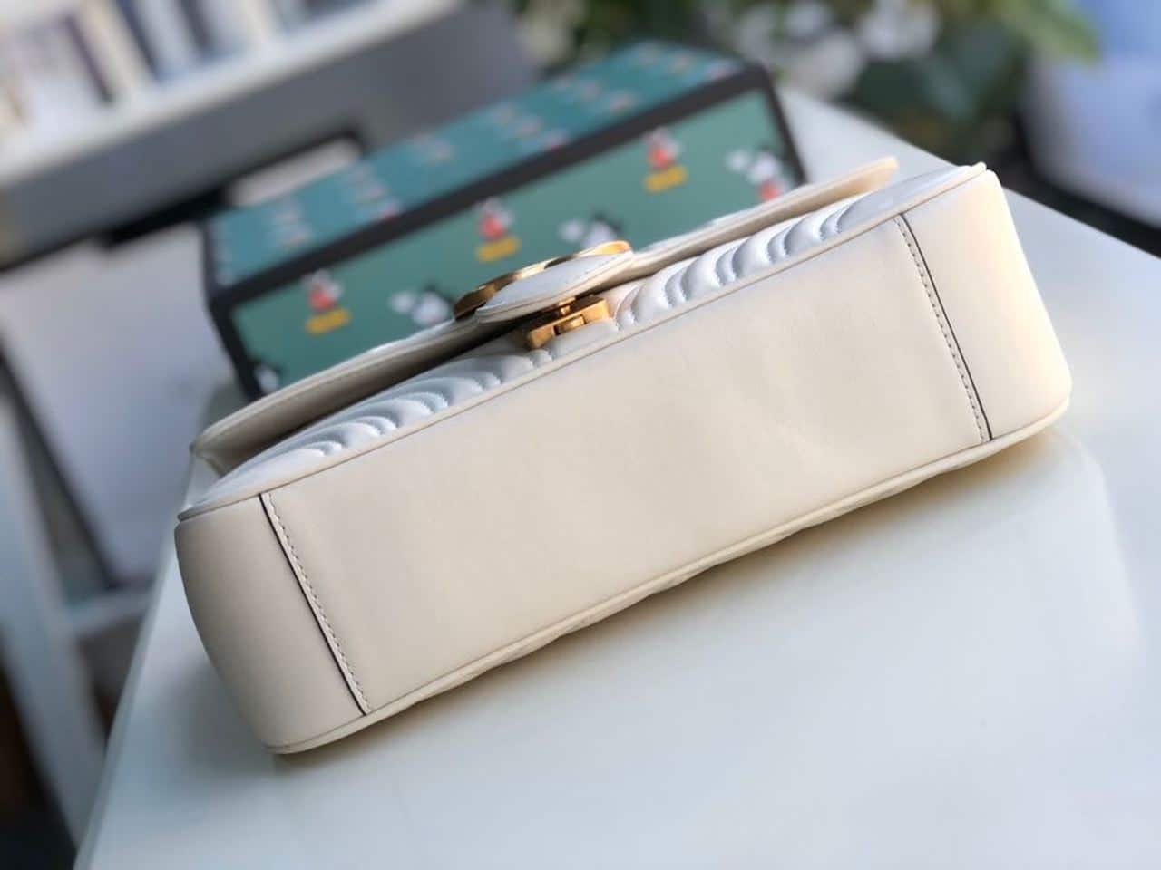 1:1 Replica Gucci GG Marmont Small Matelassé Shoulder Bag White Matelassé Chevron For Women 10in/26cm 443497 DTDIT 9022 - Image 5