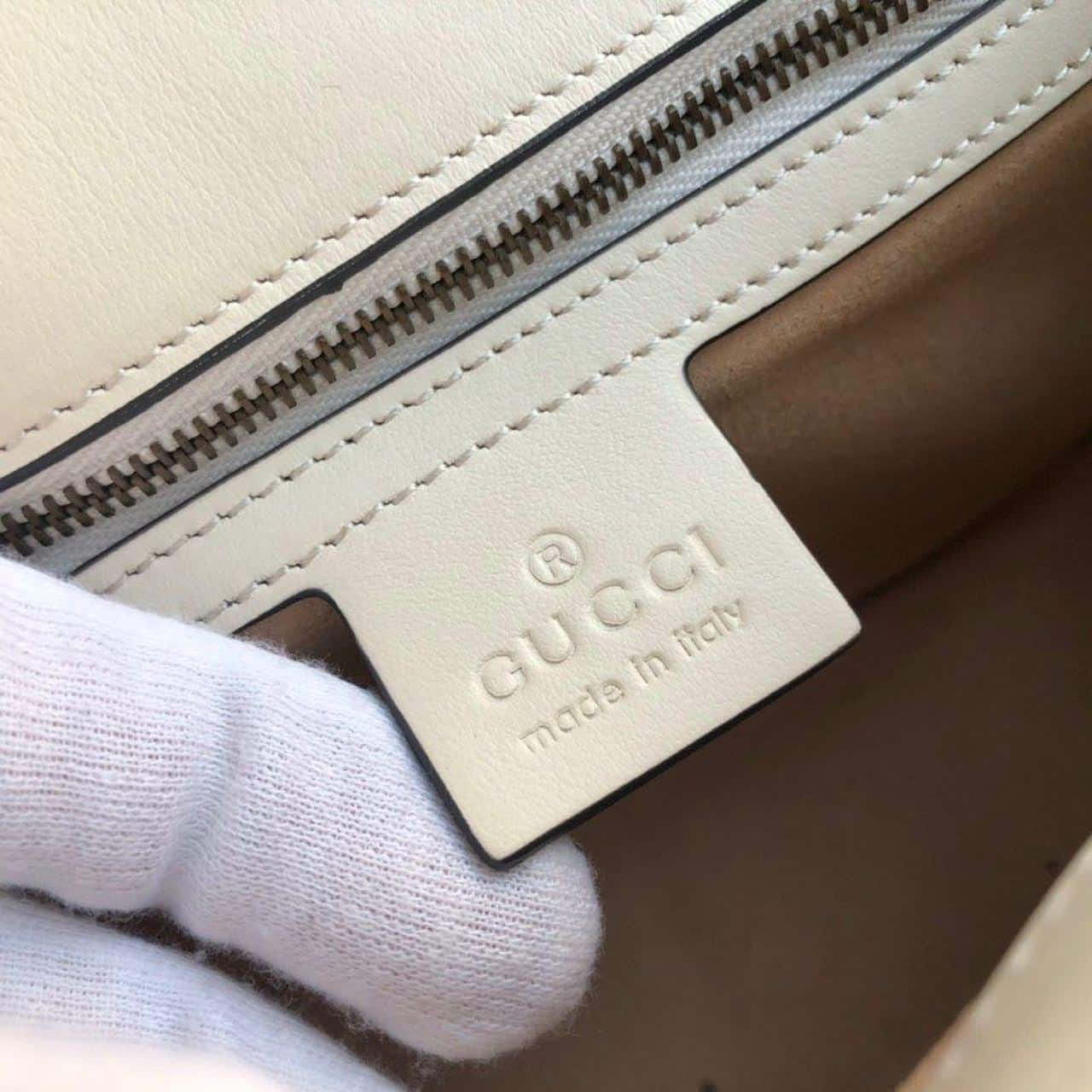 1:1 Replica Gucci GG Marmont Small Matelassé Shoulder Bag White Matelassé Chevron For Women 10in/26cm 443497 DTDIT 9022 - Image 6