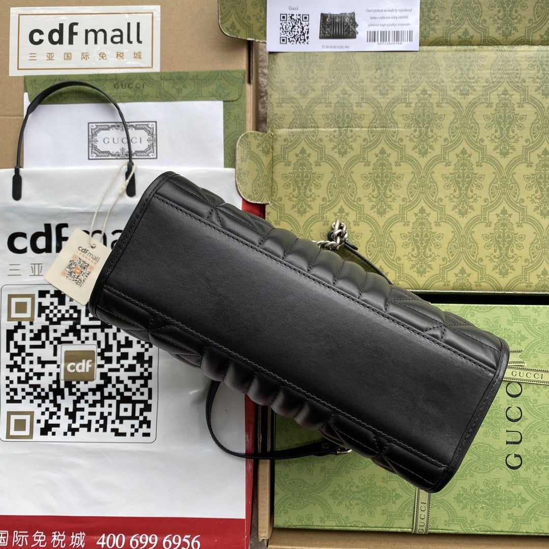 1:1 Replica Gucci GG Marmont Small Tote Bag Black Matelasses For Women 10.4in/26.5cm GG 681483 UM8BN 1000 - Image 6