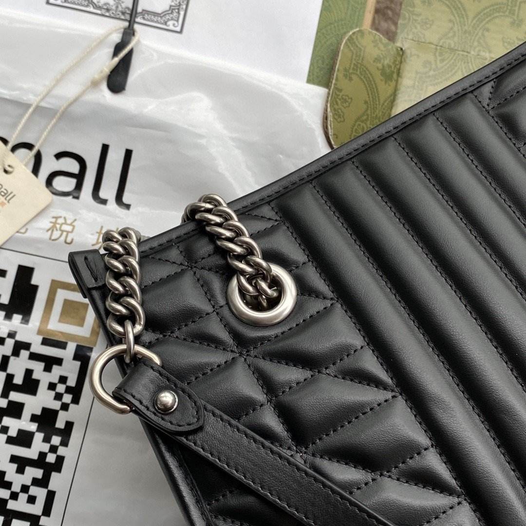 1:1 Replica Gucci GG Marmont Small Tote Bag Black Matelasses For Women 10.4in/26.5cm GG 681483 UM8BN 1000 - Image 5
