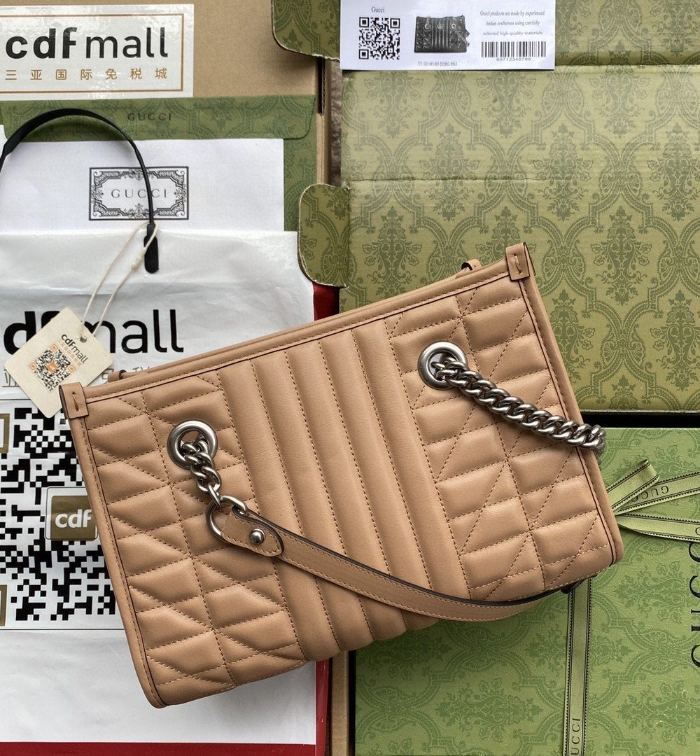 1:1 Replica Gucci GG Marmont Small Tote Bag Brown For Women 10.2in/26.5cm GG