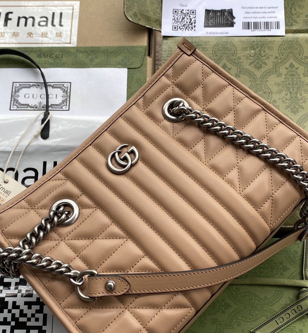 1:1 Replica Gucci GG Marmont Small Tote Bag Brown For Women 10.2in/26.5cm GG