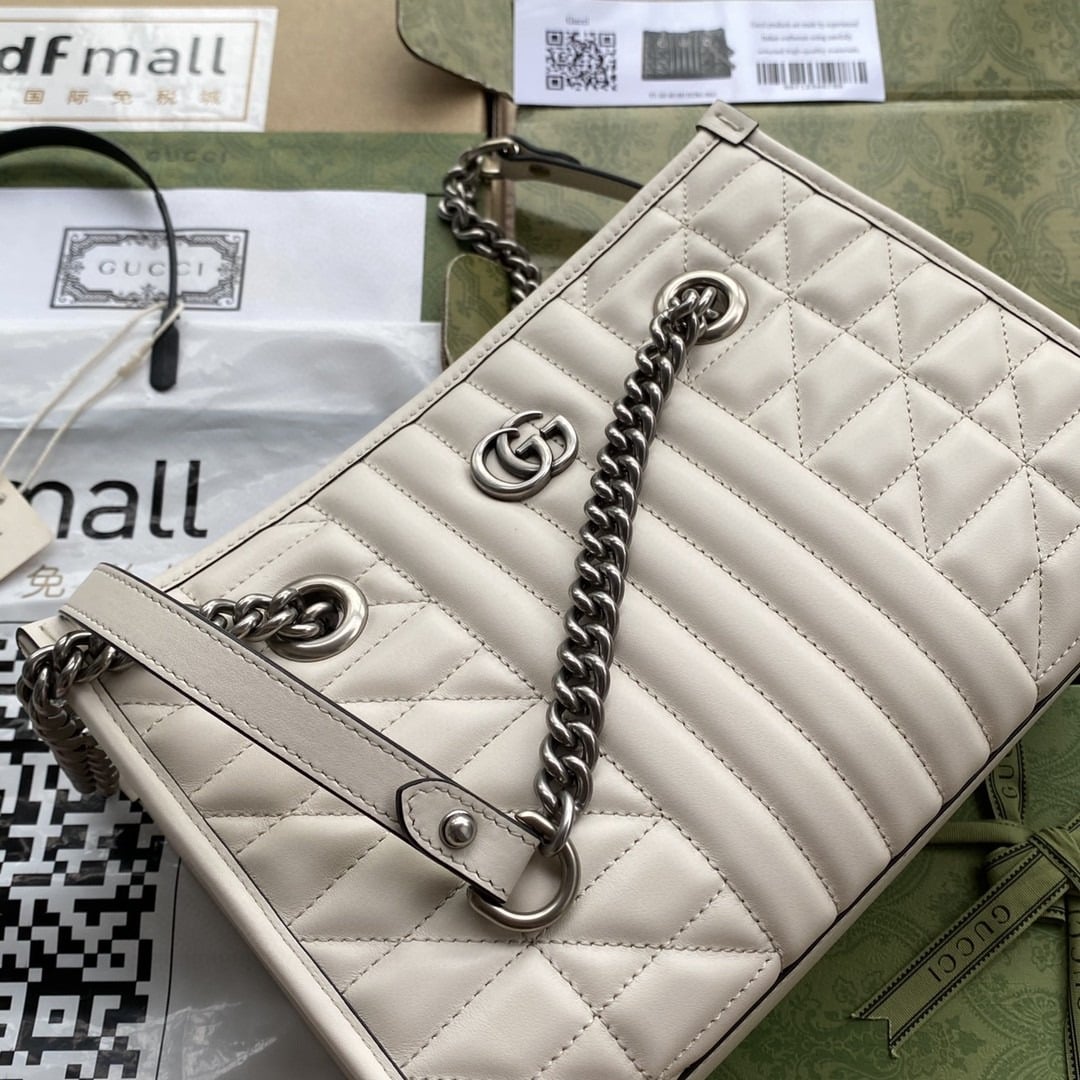 1:1 Replica Gucci GG Marmont Small Tote Bag White Matelasses For Women 10.4in/26.5cm GG - Image 10