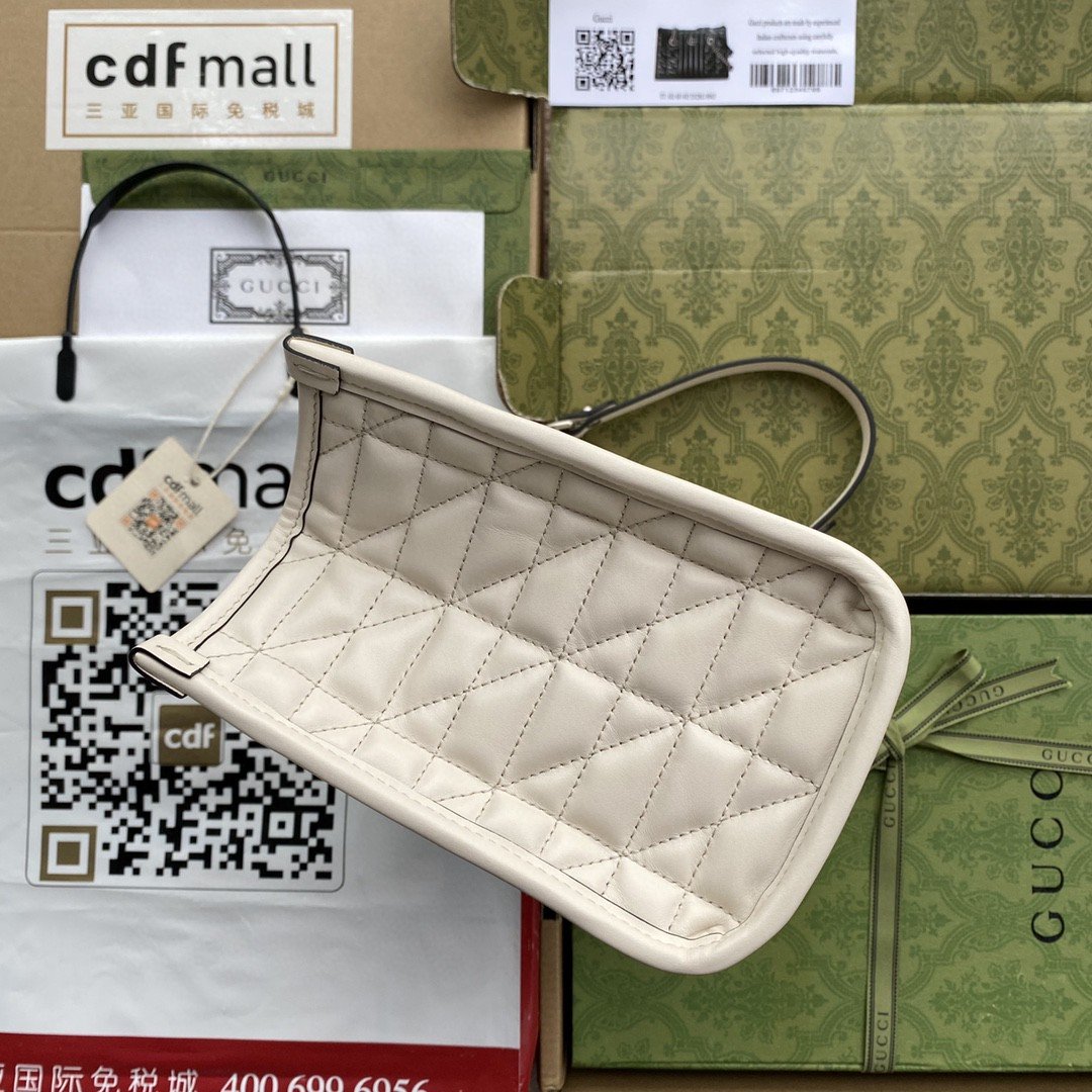 1:1 Replica Gucci GG Marmont Small Tote Bag White Matelasses For Women 10.4in/26.5cm GG - Image 3