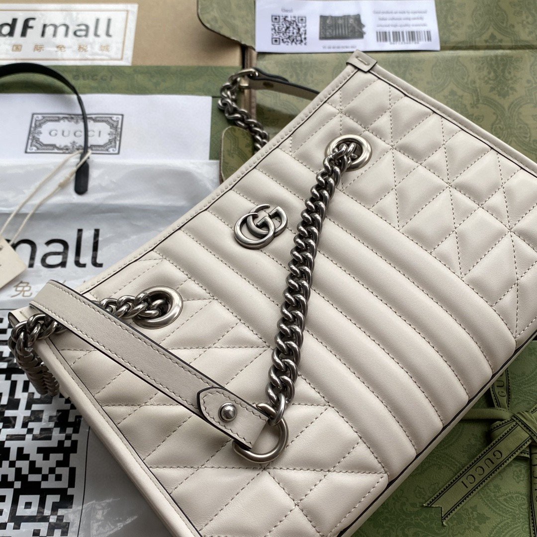 1:1 Replica Gucci GG Marmont Small Tote Bag White Matelasses For Women 10.4in/26.5cm GG - Image 2