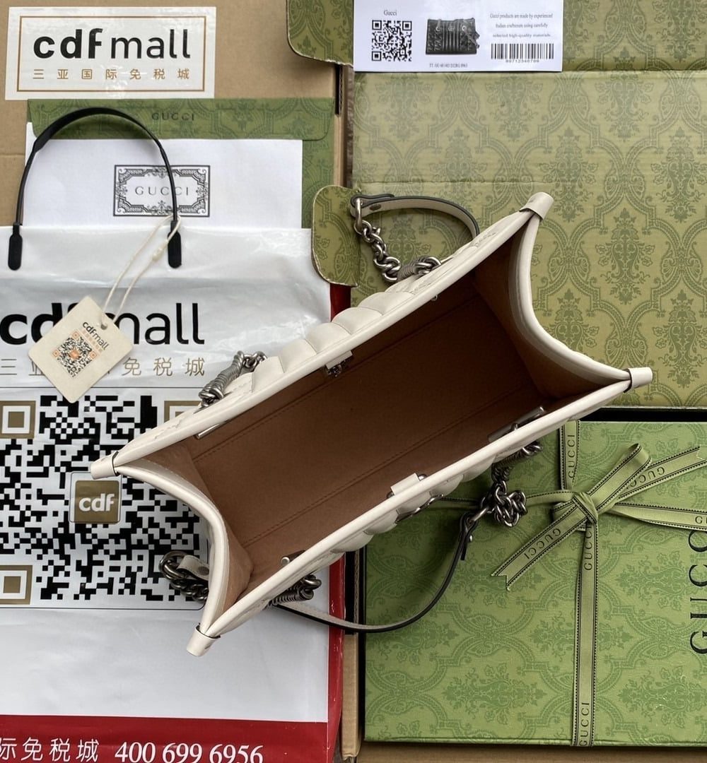 1:1 Replica Gucci GG Marmont Small Tote Bag White Matelasses For Women 10.4in/26.5cm GG