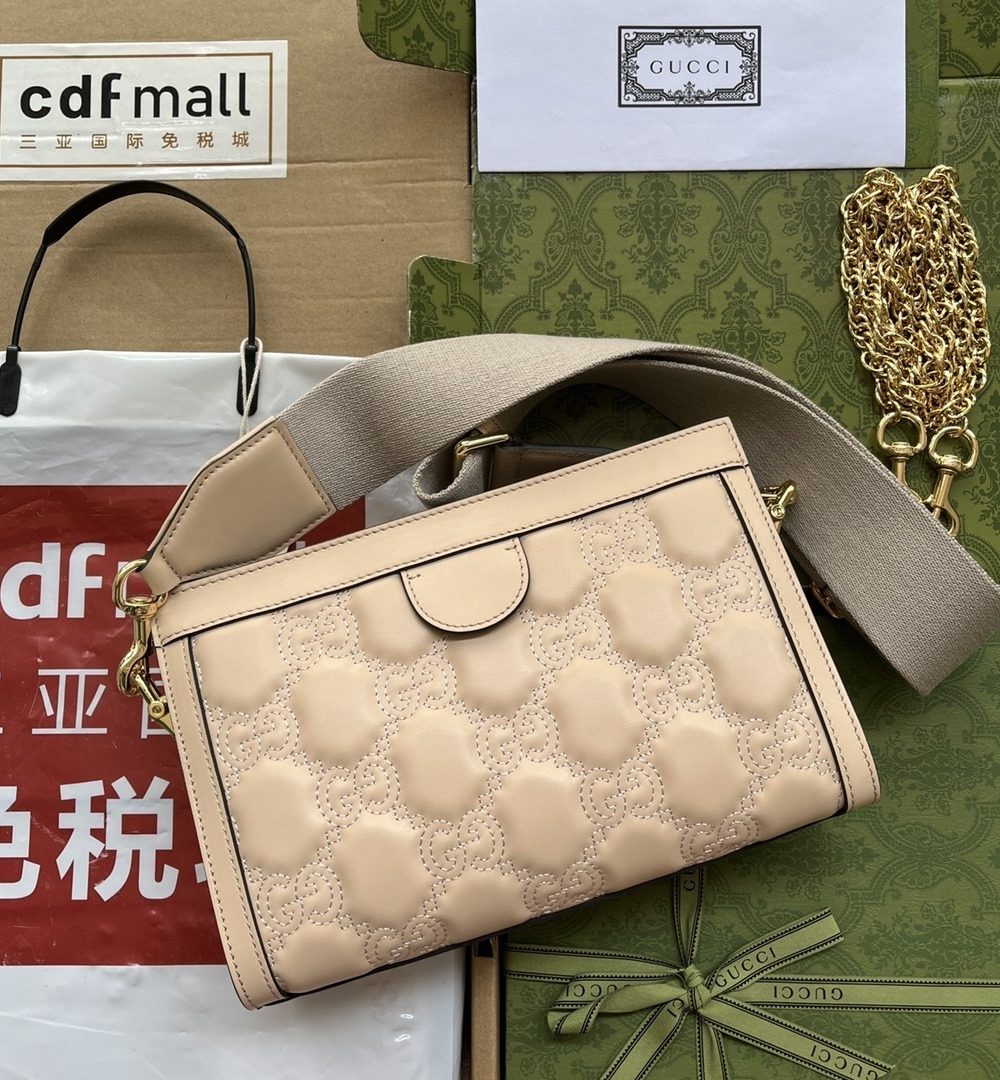 1:1 Replica Gucci GG Matelassé Small Bag Beige For Women, Women's Bags 10.2in/26cm GG 