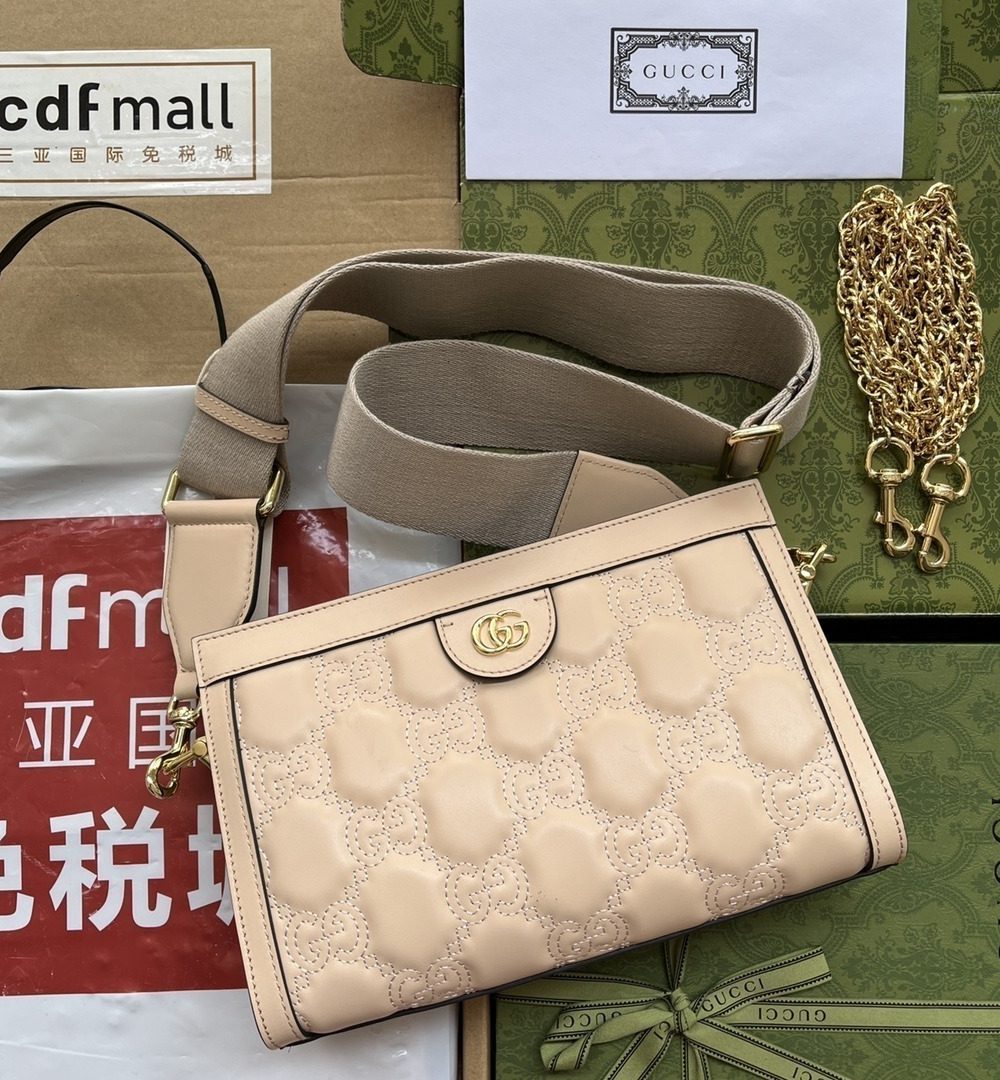 1:1 Replica Gucci GG Matelassé Small Bag Beige For Women, Women's Bags 10.2in/26cm GG 