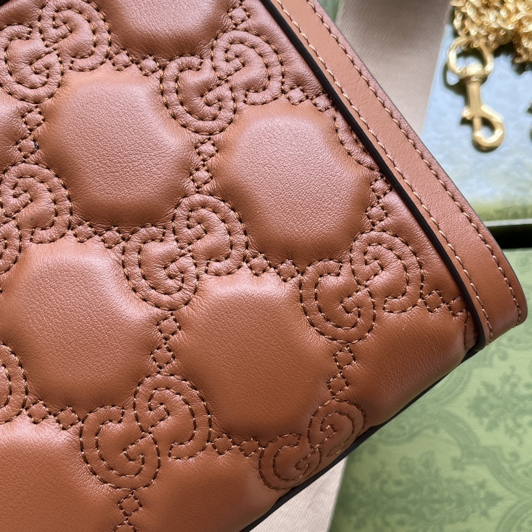 1:1 Replica Gucci GG Matelassé Small Bag Brown For Women, Women's Bags 10.2in/26cm GG 702200 UM8HG 2595 - Image 4