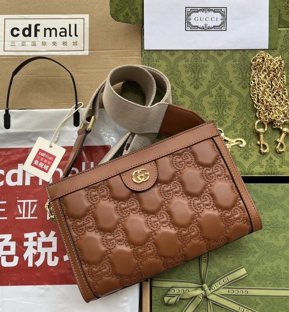 1:1 Replica Gucci GG Matelassé Small Bag Brown For Women, Women's Bags 10.2in/26cm GG 702200 UM8HG 2595