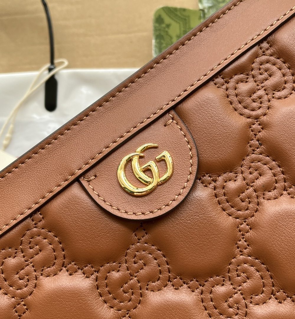 1:1 Replica Gucci GG Matelassé Small Bag Brown For Women, Women's Bags 10.2in/26cm GG 702200 UM8HG 2595