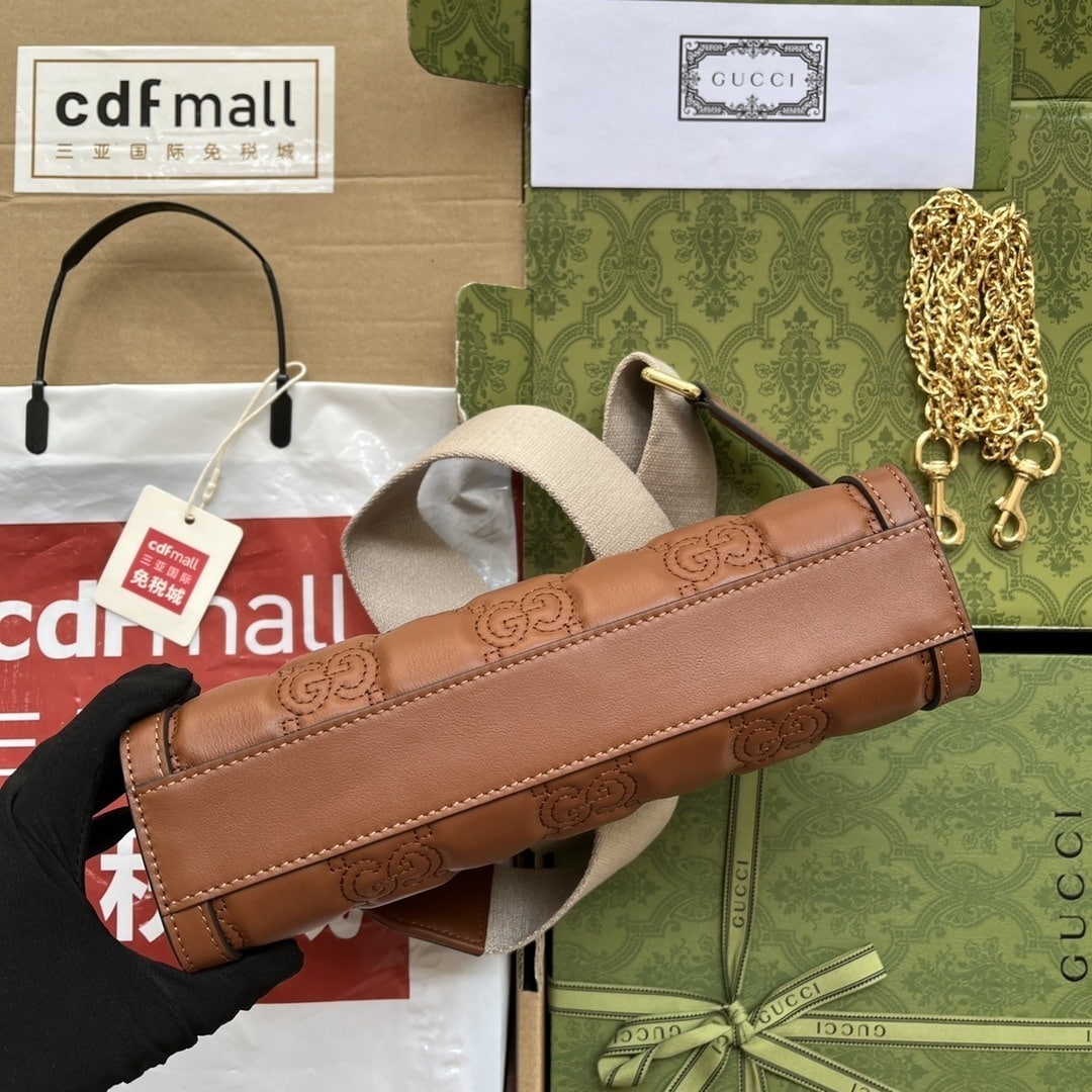 1:1 Replica Gucci GG Matelassé Small Bag Brown For Women, Women's Bags 10.2in/26cm GG 702200 UM8HG 2595 - Image 8