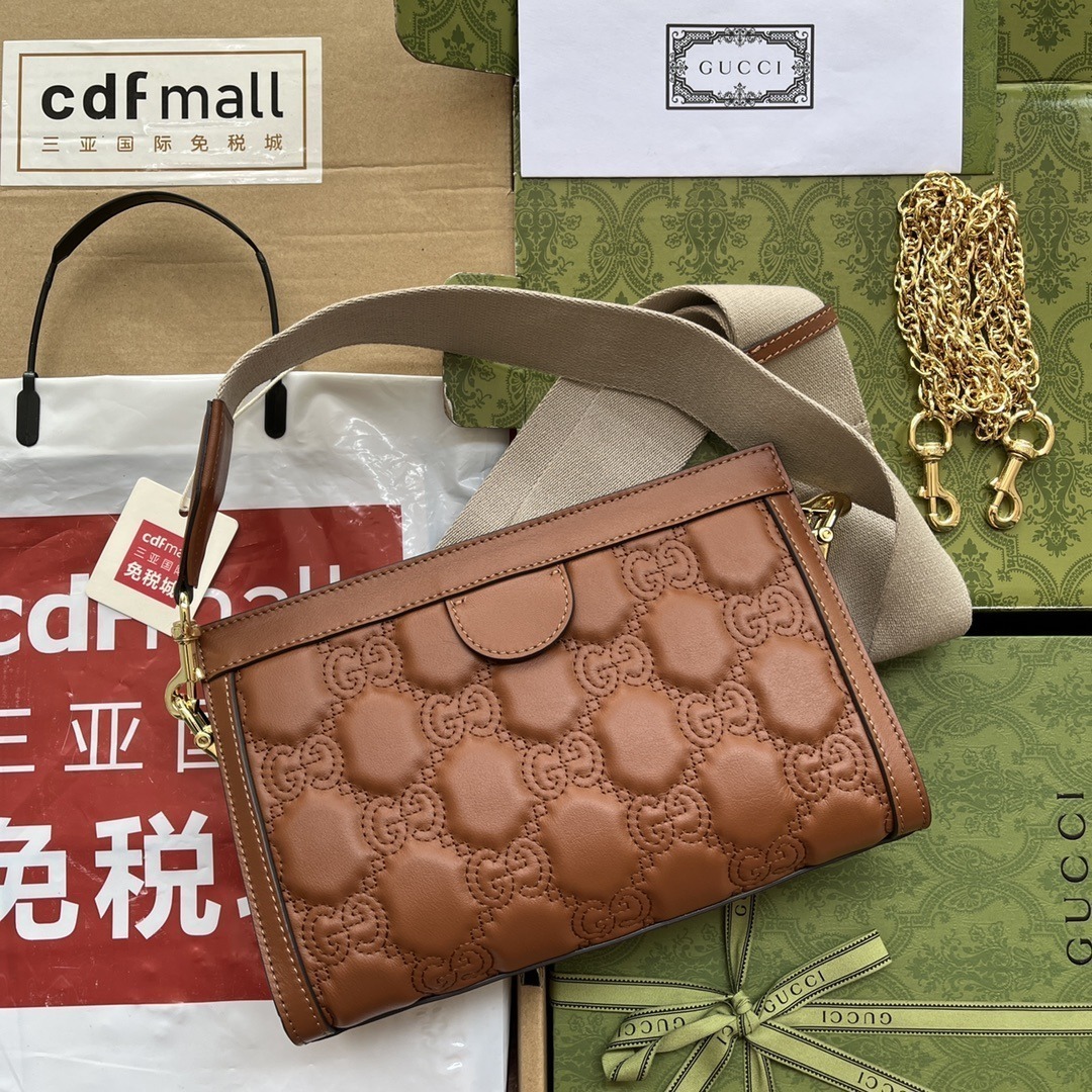 1:1 Replica Gucci GG Matelassé Small Bag Brown For Women, Women's Bags 10.2in/26cm GG 702200 UM8HG 2595 - Image 2