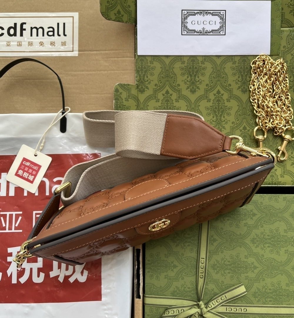 1:1 Replica Gucci GG Matelassé Small Bag Brown For Women, Women's Bags 10.2in/26cm GG 702200 UM8HG 2595