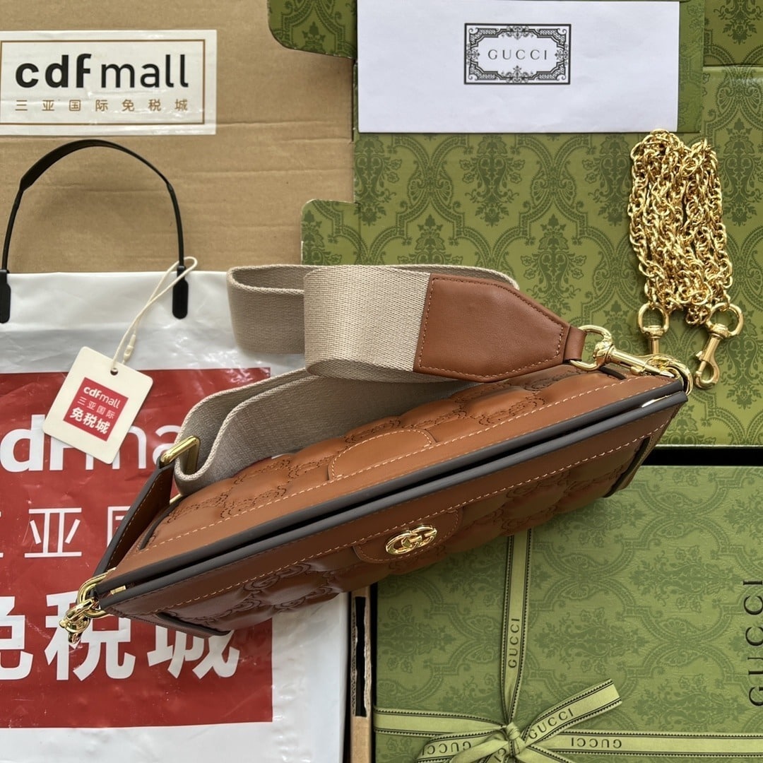 1:1 Replica Gucci GG Matelassé Small Bag Brown For Women, Women's Bags 10.2in/26cm GG 702200 UM8HG 2595 - Image 3