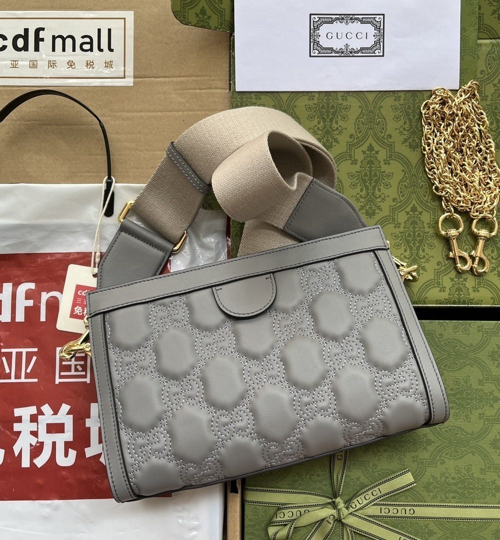 1:1 Replica Gucci GG Matelassé Small Bag Grey For Women, Women's Bags 10.2in/26cm GG 702200 UM8HG 1563