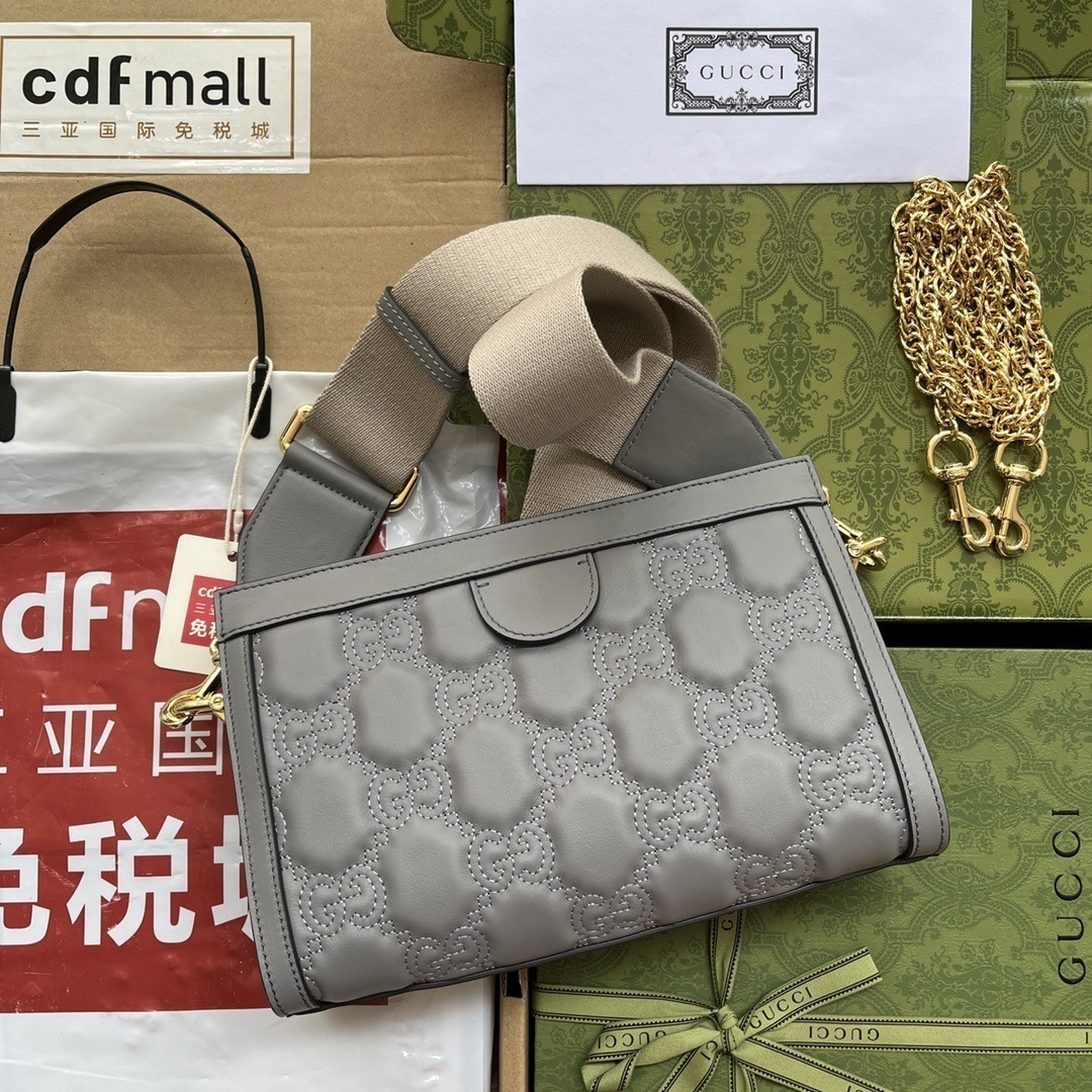 1:1 Replica Gucci GG Matelassé Small Bag Grey For Women, Women's Bags 10.2in/26cm GG 702200 UM8HG 1563 - Image 2