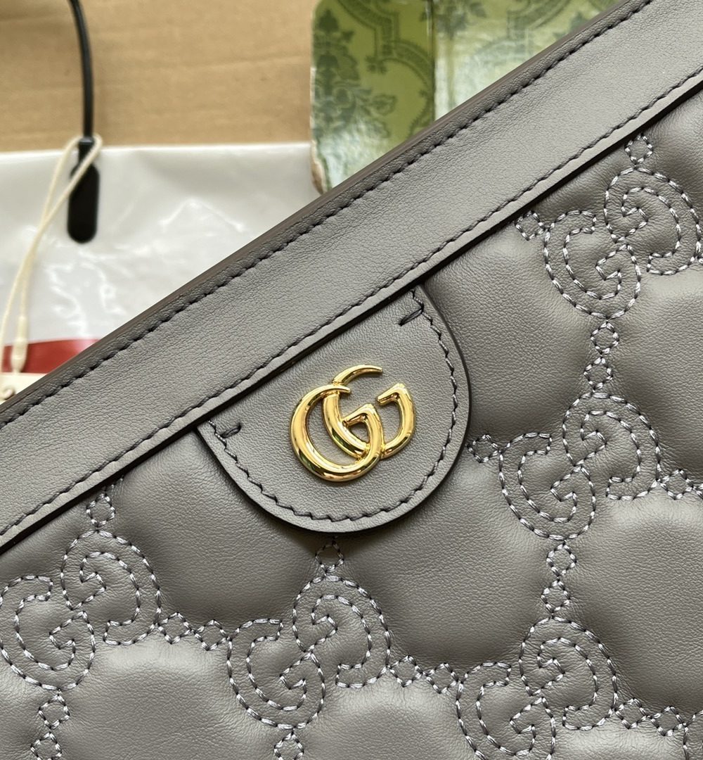 1:1 Replica Gucci GG Matelassé Small Bag Grey For Women, Women's Bags 10.2in/26cm GG 702200 UM8HG 1563