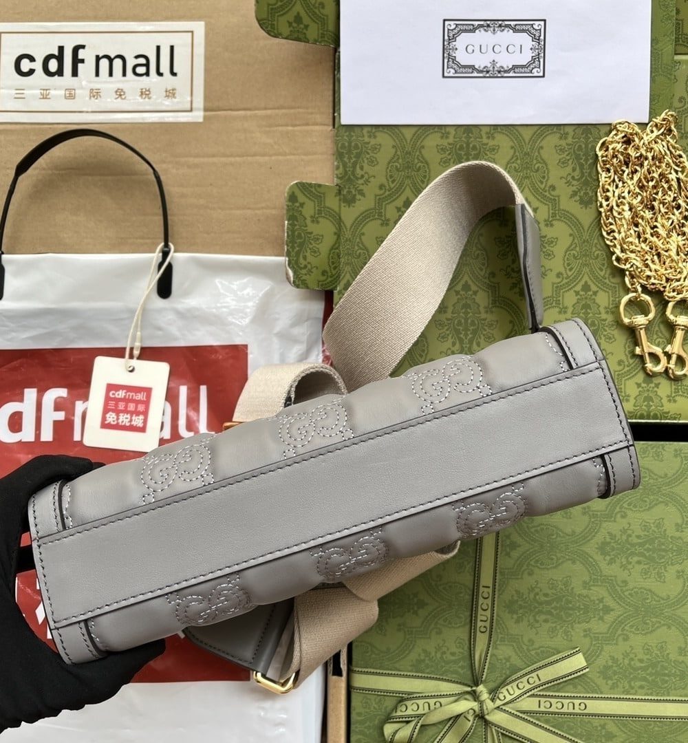 1:1 Replica Gucci GG Matelassé Small Bag Grey For Women, Women's Bags 10.2in/26cm GG 702200 UM8HG 1563