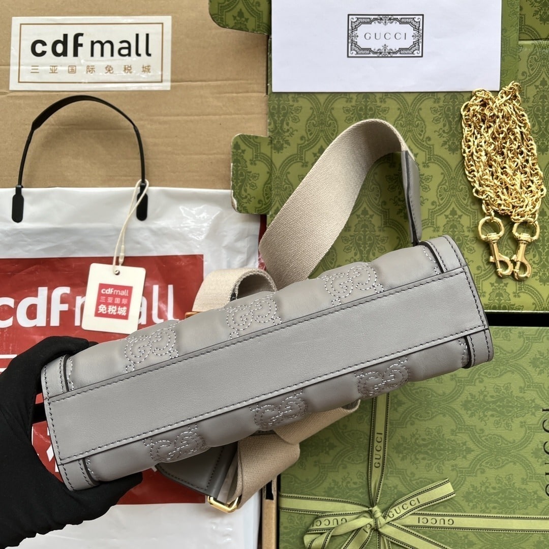 1:1 Replica Gucci GG Matelassé Small Bag Grey For Women, Women's Bags 10.2in/26cm GG 702200 UM8HG 1563 - Image 4