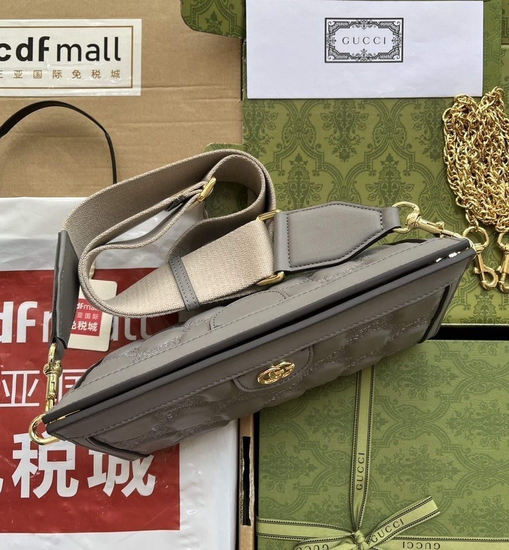 1:1 Replica Gucci GG Matelassé Small Bag Grey For Women, Women's Bags 10.2in/26cm GG 702200 UM8HG 1563