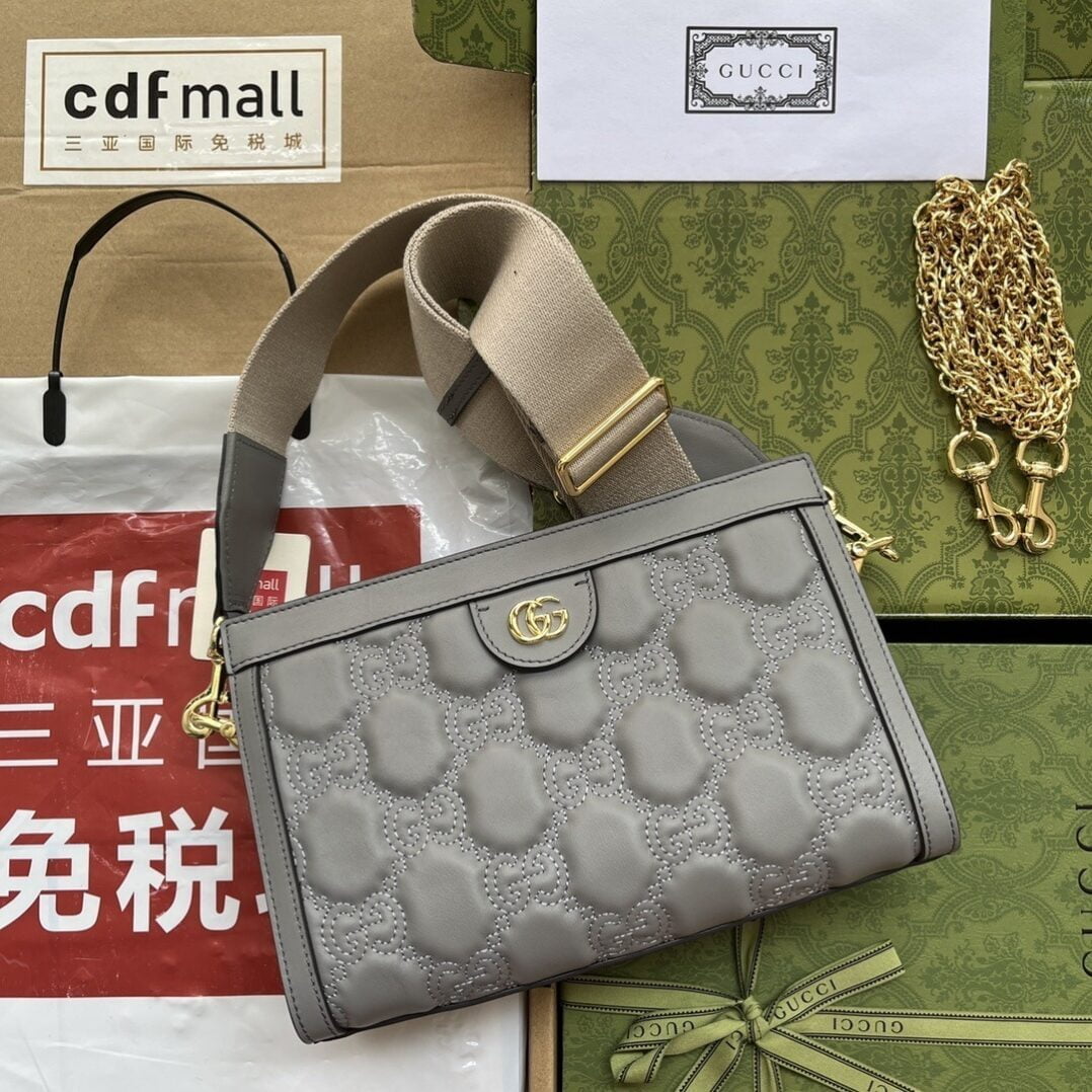 1:1 Replica Gucci GG Matelassé Small Bag Grey For Women, Women's Bags 10.2in/26cm GG 702200 UM8HG 1563