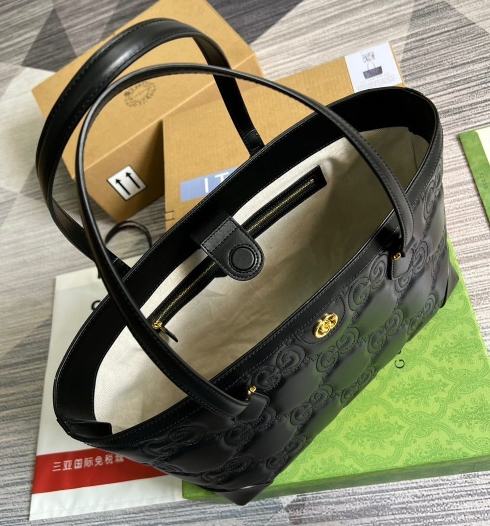 1:1 Replica Gucci GG Medium Tote Black For Women, Women's Bags 15in/38cm GG 631685 UM8IG 1000
