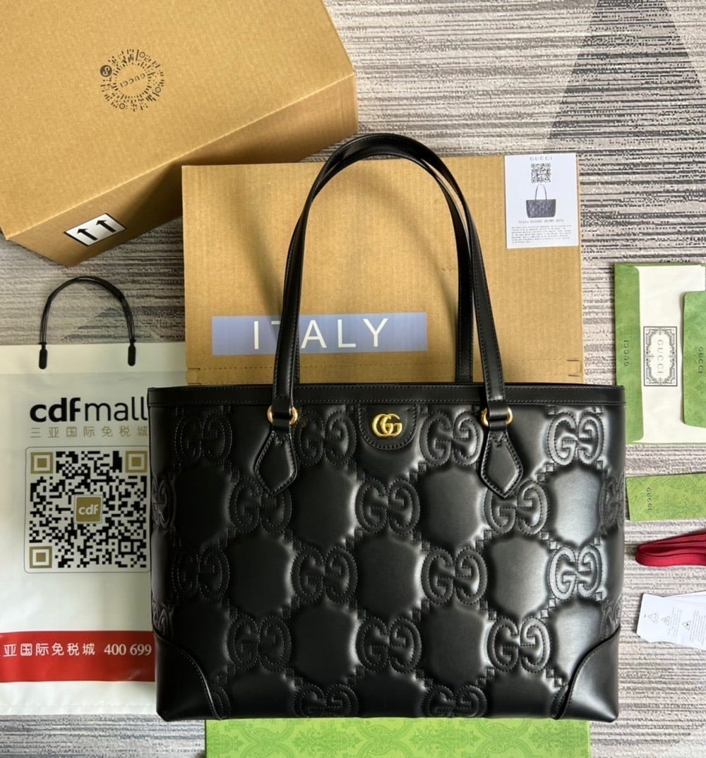 1:1 Replica Gucci GG Medium Tote Black For Women, Women's Bags 15in/38cm GG 631685 UM8IG 1000