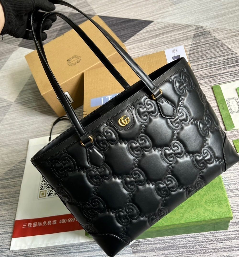 1:1 Replica Gucci GG Medium Tote Black For Women, Women's Bags 15in/38cm GG 631685 UM8IG 1000