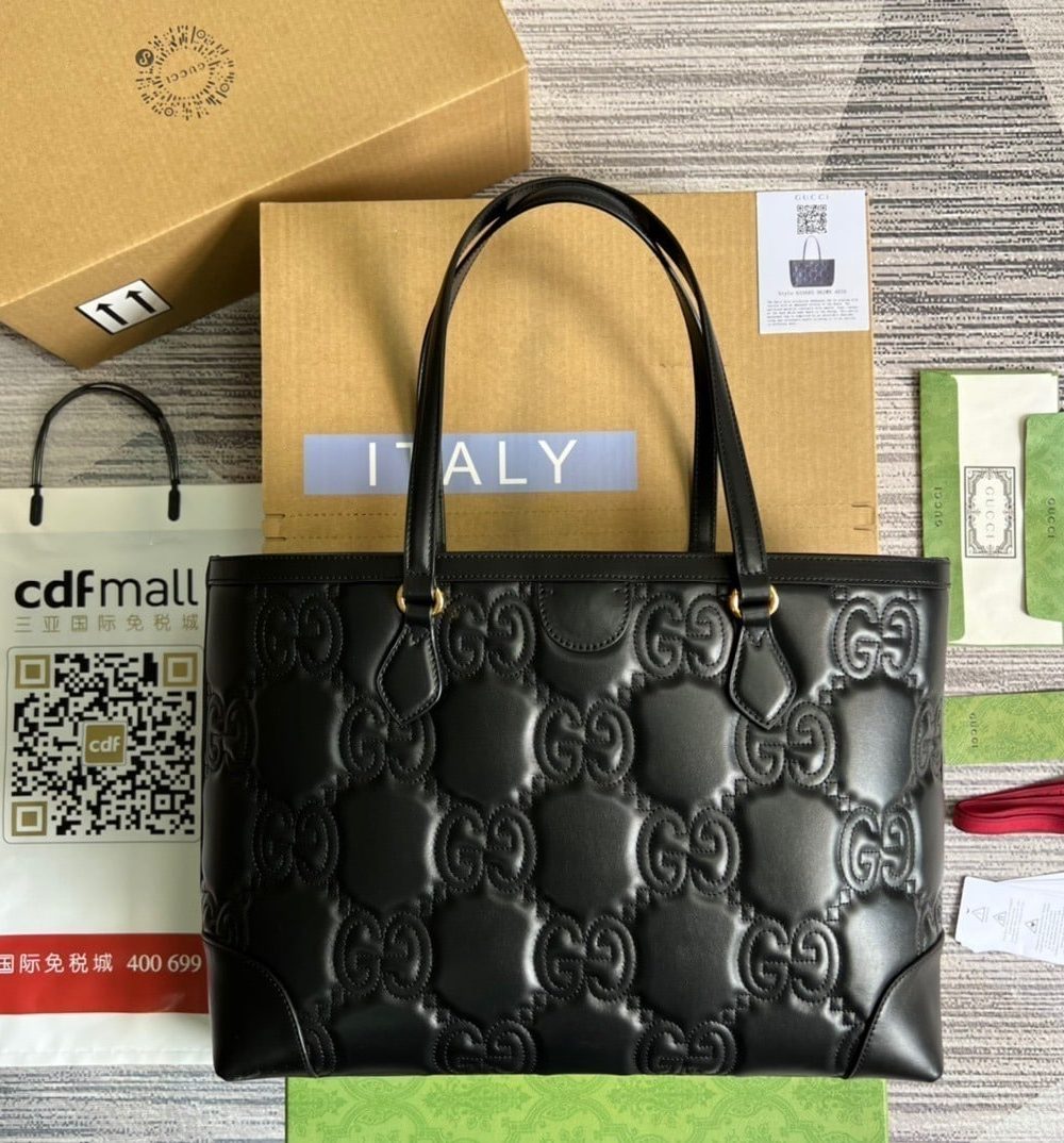 1:1 Replica Gucci GG Medium Tote Black For Women, Women's Bags 15in/38cm GG 631685 UM8IG 1000