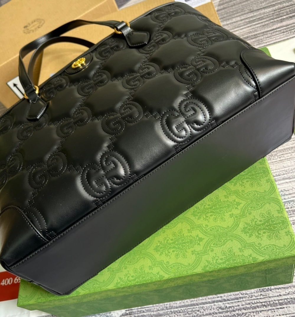 1:1 Replica Gucci GG Medium Tote Black For Women, Women's Bags 15in/38cm GG 631685 UM8IG 1000