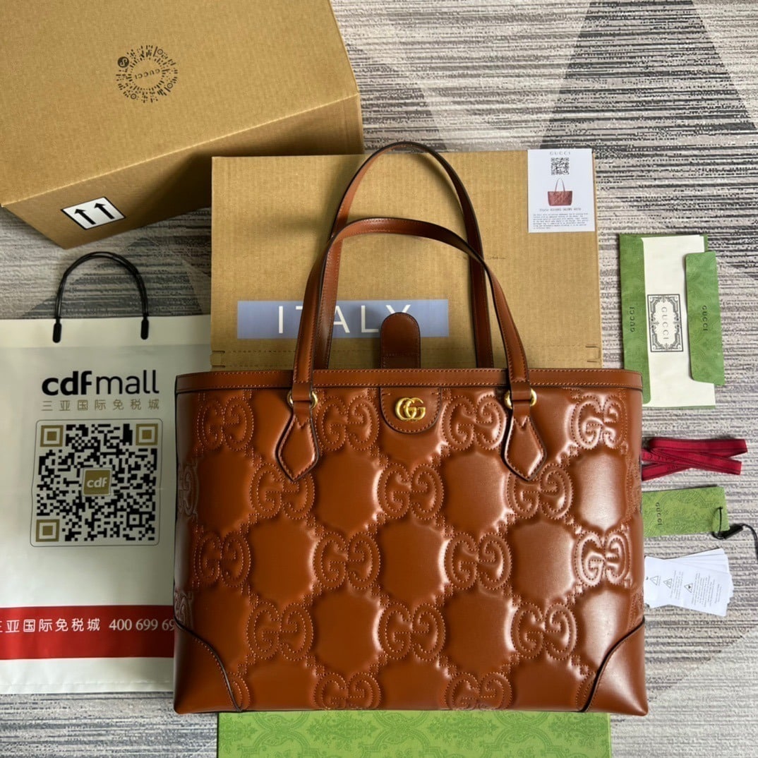1:1 Replica Gucci GG Medium Tote Brown For Women, Women's Bags 15in/38cm GG 631685 UM8IG 2546