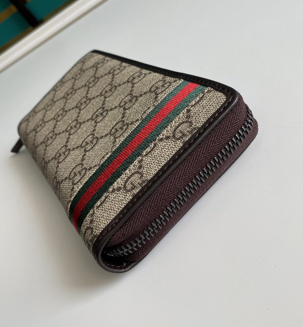 1:1 Replica Gucci GG Supreme Beige Zip Around Wallet For Men, Men's Wallets 19cm/7.5in GG