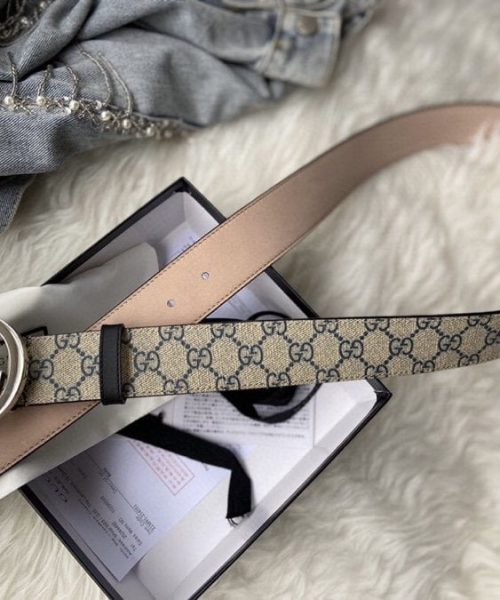 1:1 Replica Gucci GG Supreme Belt With G Buckle Beige, Women Belt ‎‎411924 KGDHN 4075